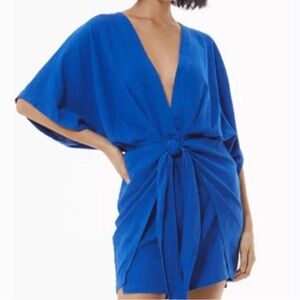Royal blue Young, Fabulous & Broke linen tie dress